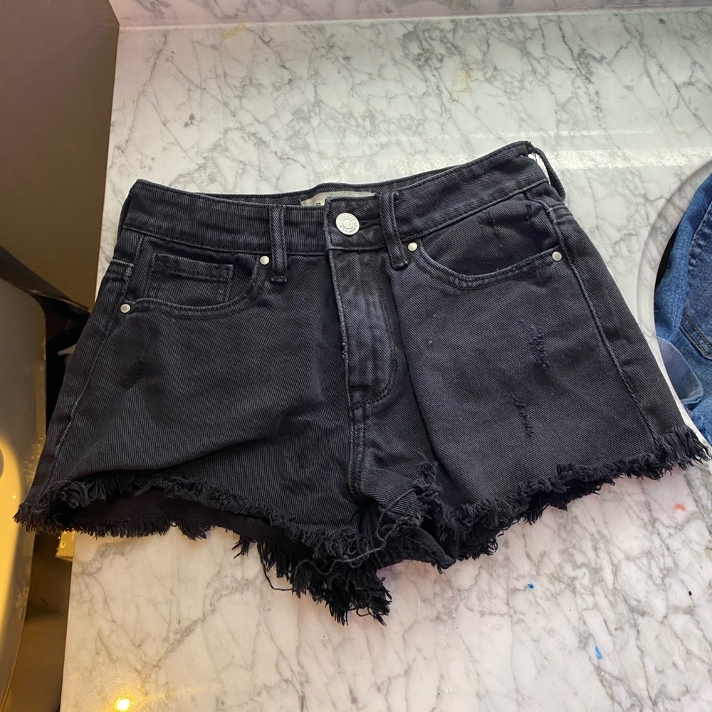 black jean shorts